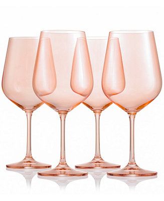 Sheer Coral Stemmed Wine Glasses, Set of 4 | Macys (US)