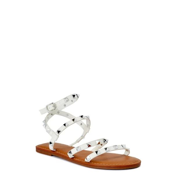 Time and Tru Women's Studded Gladiator Sandals, Wide Widths Available - Walmart.com | Walmart (US)