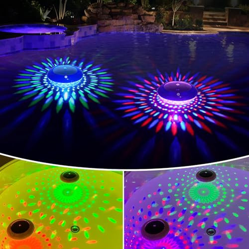 FirstE Solar Floating Pool Lights, RGB Color Changing Pool Floating Light, IP68 Waterproof LED Solar Pool Lights That Float, Hangable Auto ON Off for Above In Ground Pools Wedding Party Decoration (2) | Amazon (US)