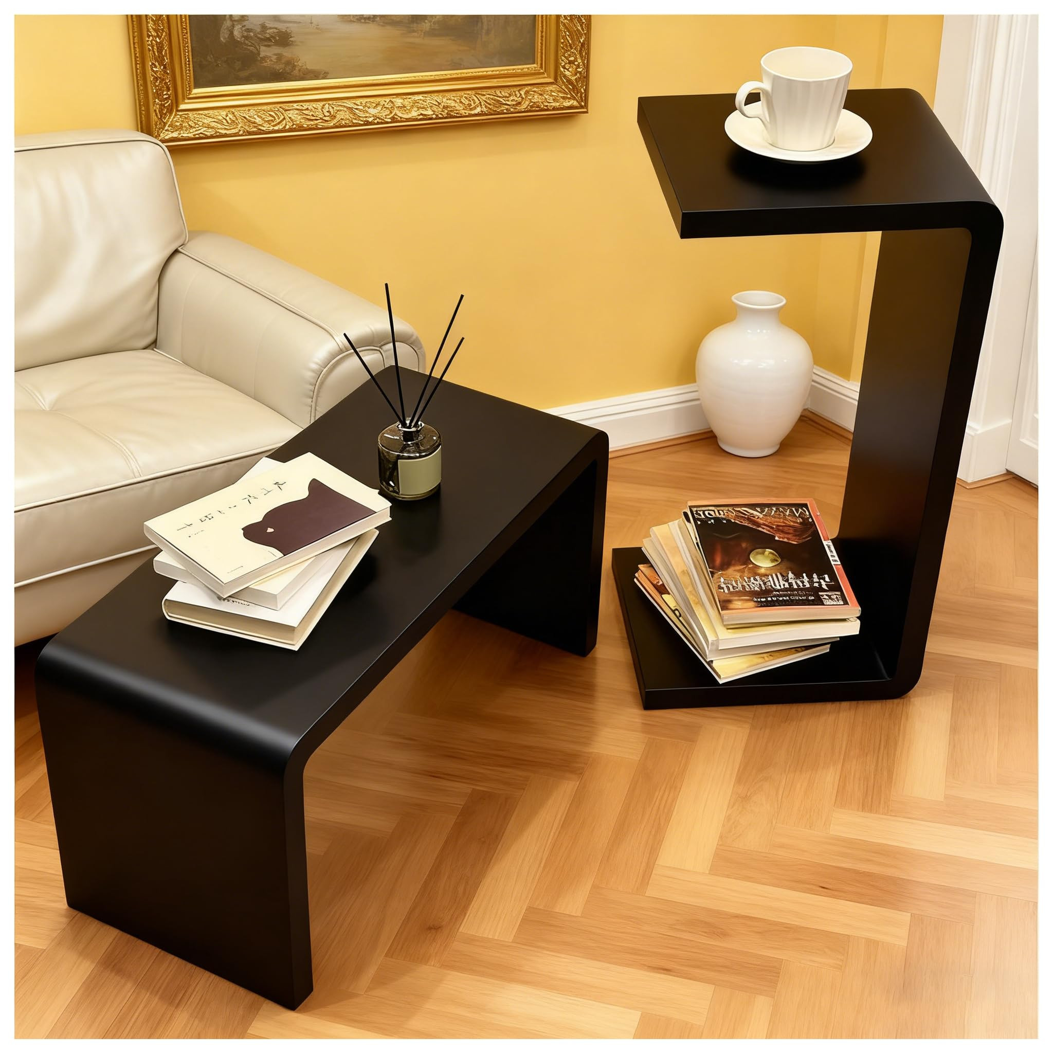Amazon.com: C Shaped End Table, Solid Wood Sofa Side Table for Couch, Bed, and Living Room, Space-Saving Small Snack Table for Bedroom, Office, or Balcony, Wooden Nightstand for Laptop and Narrow Spaces : Home & Kitchen | Amazon (US)