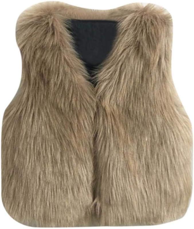 Amazon.com: Toddler Baby Girls Kids Winter Warm Clothes Faux Fur Waistcoat Thick Coat Outwear Ves... | Amazon (US)