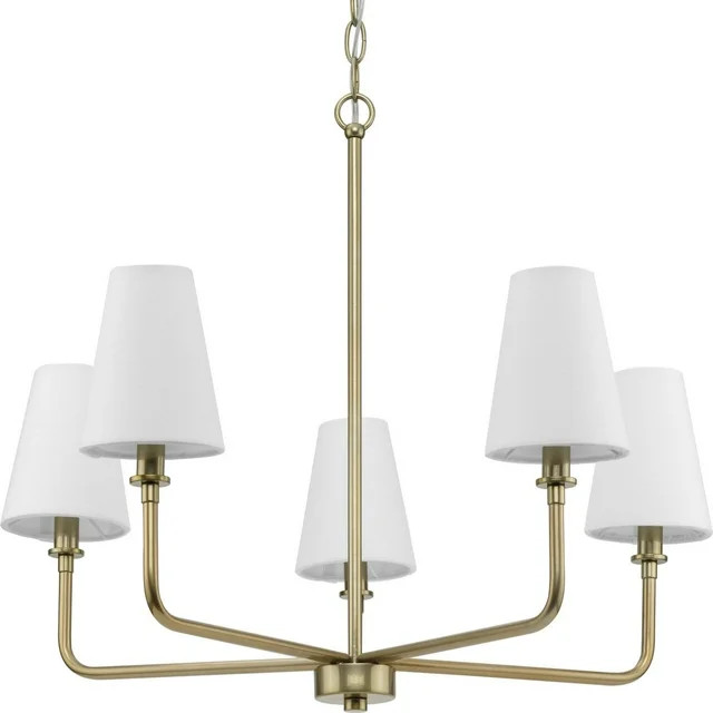 Avec Payton Collection 5-Light Contemporary Champagne Bronze Chandelier with White Fabric Shades | Walmart (US)