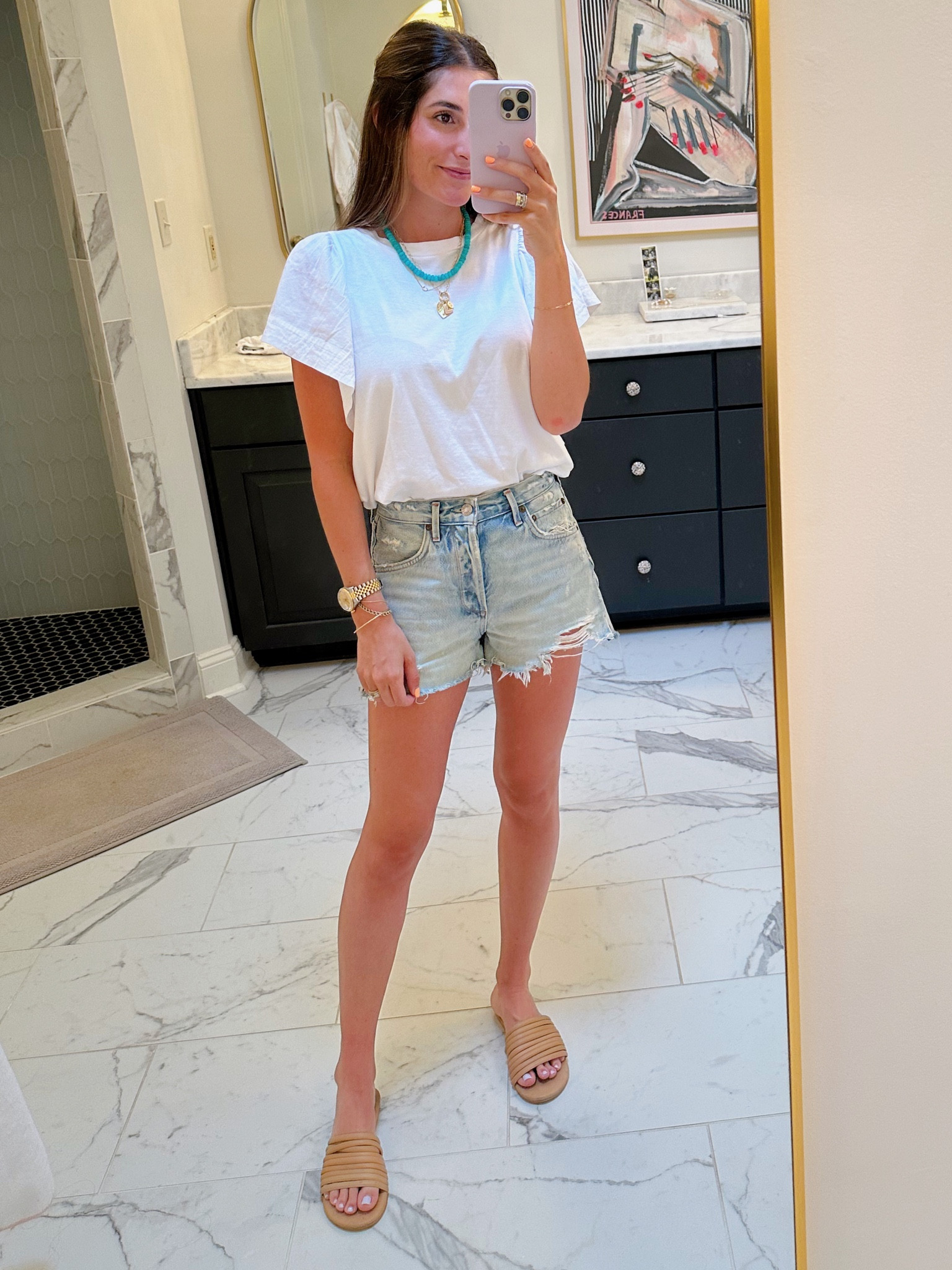 My favorite summer uniform. Jean shorts & a white tee! Everything TTS! ☀️

#LTKunder50 #LTKsalealert #LTKFind