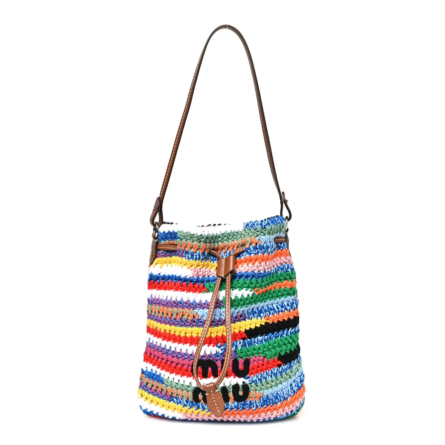 Miu Miu Fabric Crochet Drawstring Pouch Multicolor 1846383 | FASHIONPHILE (US)