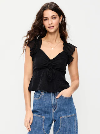Flutter-Sleeve Fit & Flare Top | Old Navy (US)