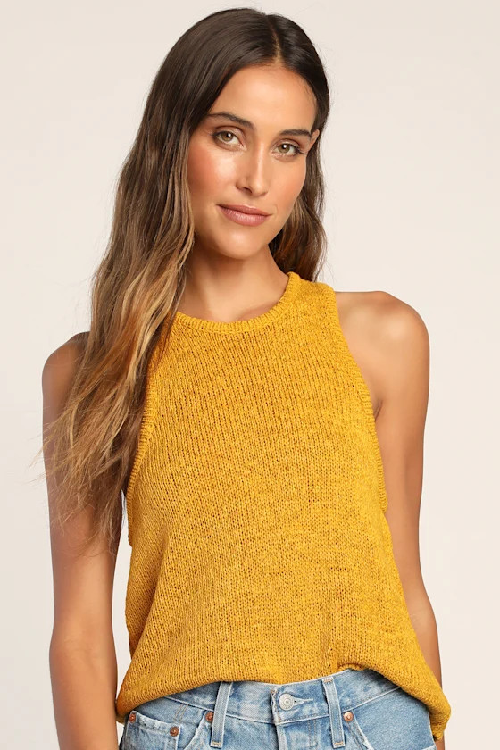 Can't Be Matched Mustard Yellow Knit Sleeveless Tank Top | Lulus (US)