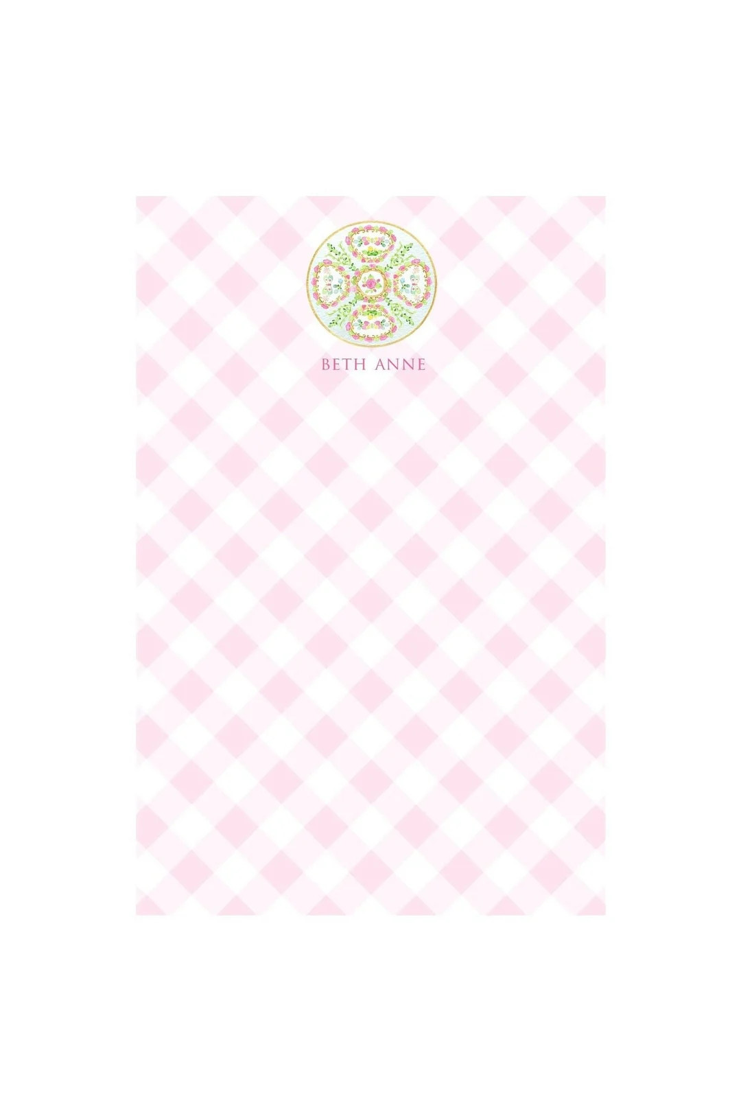 Personalized Notepads - ROSE MEDALLION - Gingham - Set of 2 - Monogrammed Notepads - Etsy | Etsy (US)