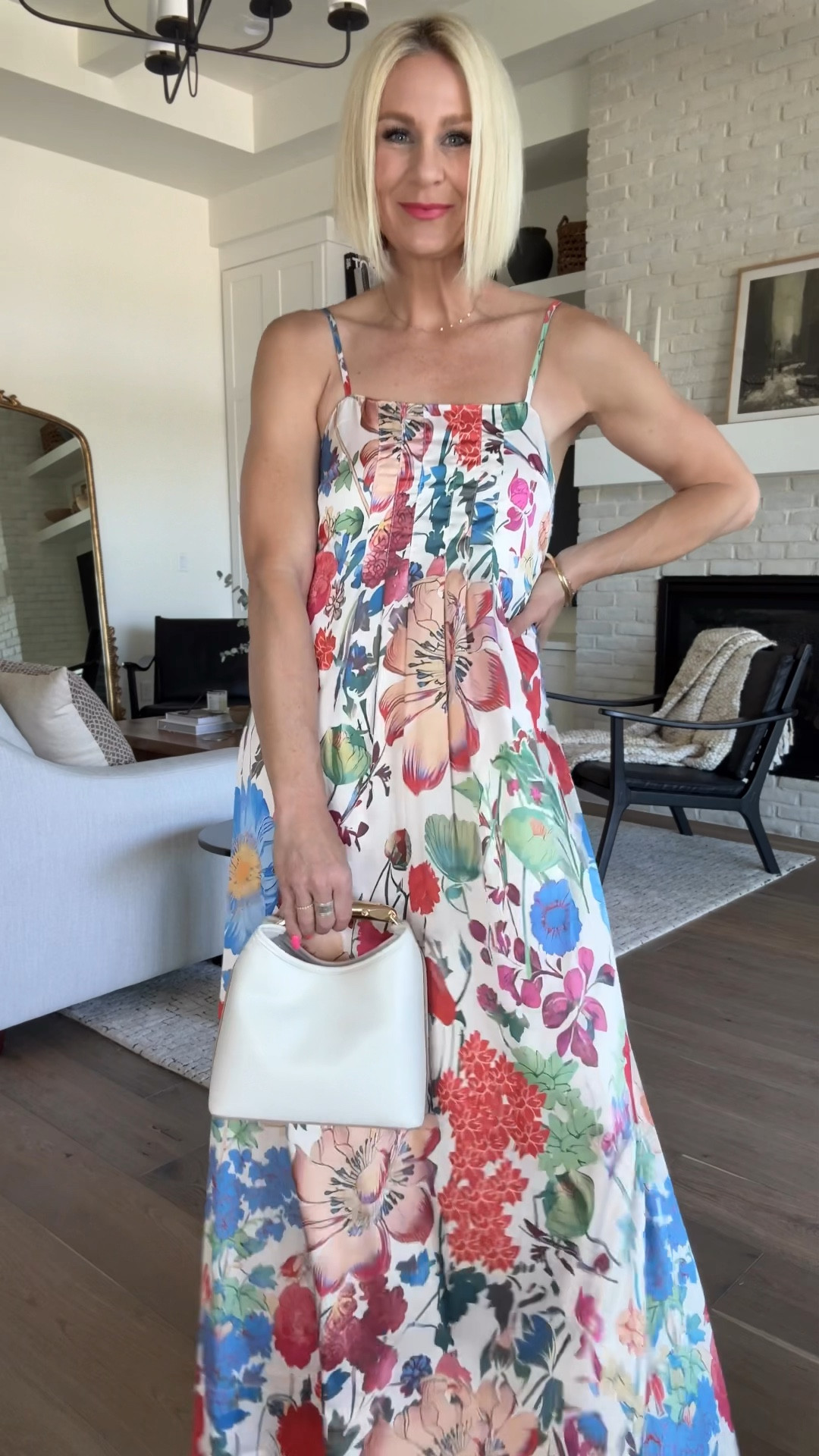 When your $33 dress (includes shipping) arrives and it’s even BETTER in person!🤩 
I’m so impressed with the print, style, fabric and overall quality of this dress given its price point.  It has adjustable straps so you can lengthen or shorten to your desired length. the pleats across the bust give a lot of grace — I wear sticky’s to help with coverage and a little boost.
Perfect summer wedding guest dress, vacation, date night or anything in between!
Fits tts, I’m wearing a medium
Summer outfits
Sandals 
Maxi dress
Amazon dress 


#LTKFindsUnder50 #LTKParties #LTKSummerEdit