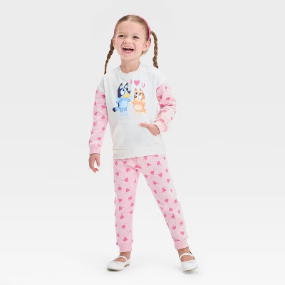 Toddler Girls' Bluey and Bingo Valentine's 2pc Top and Bottom Set - Pink | Target