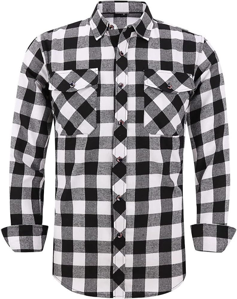 Flannel Plaid Shirt for Men - Regular-Fit Long-Sleeved Casual Button-Down Shirt | Amazon (US)