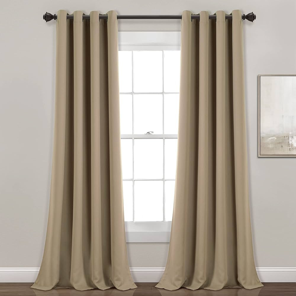 Lush Decor Insulated Grommet Blackout Window Curtain Panels, Pair, 52" W x 84" L, Mocha - Classic... | Amazon (US)