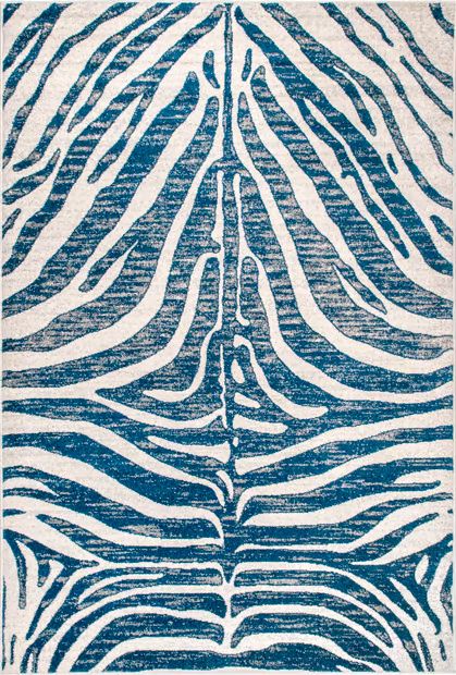 Blue Zebra Stripes 5' x 7' 5" Area Rug | Rugs USA