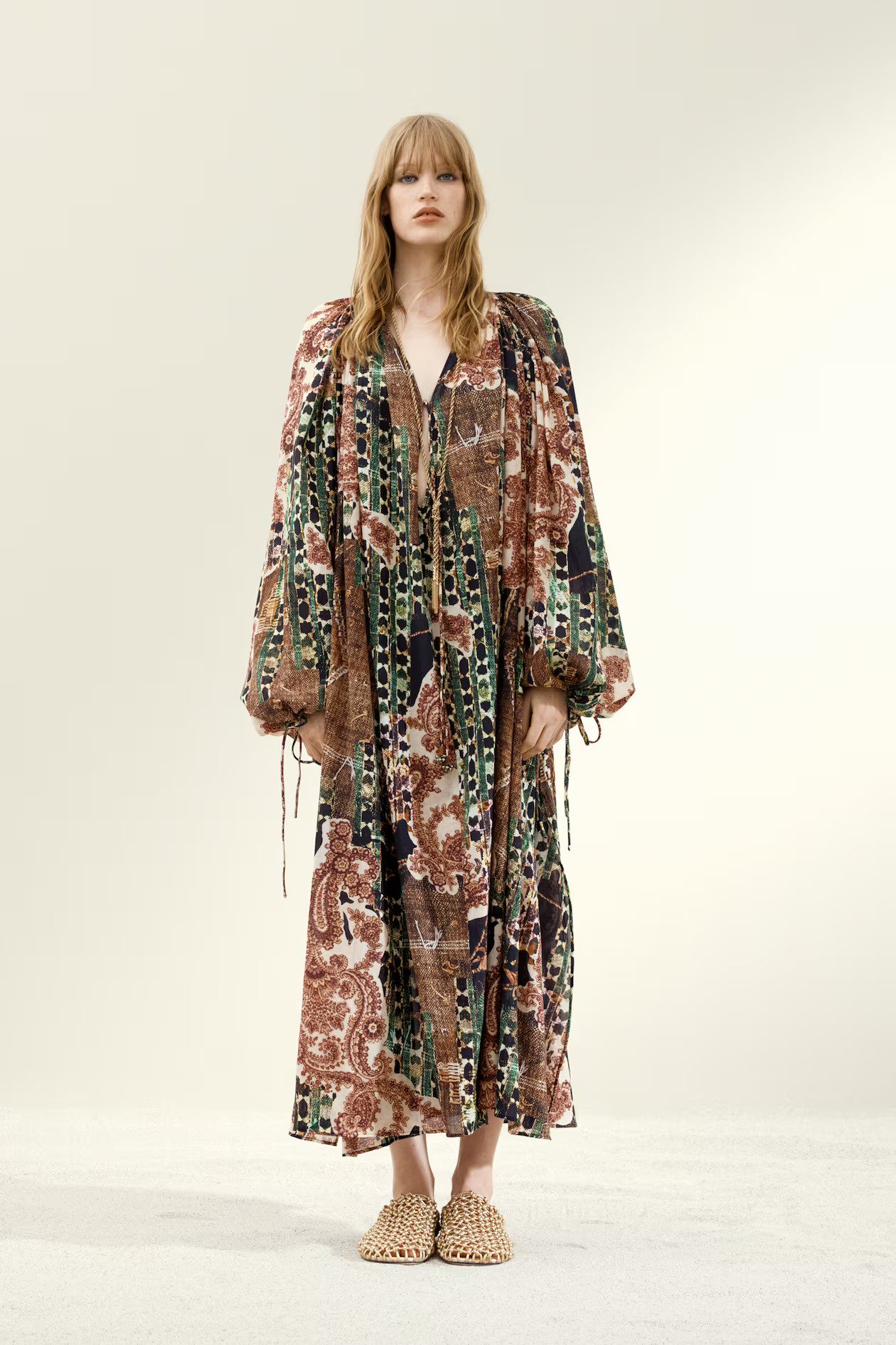 Chiffon Kaftan Dress - Brown/patterned - Ladies | H&M US | H&M (US + CA)