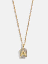 Tina Block Initial Necklace - Gold/Pavé | BaubleBar