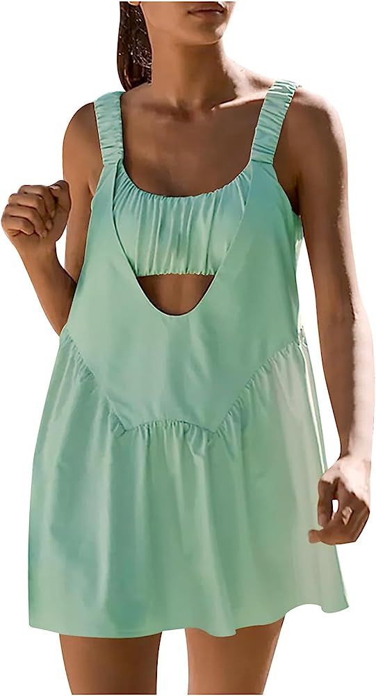 Athletic Dress for Women Golf Tennis Dresses Summer Casual Workout Short Dress with Built in Bra and | Amazon (US)