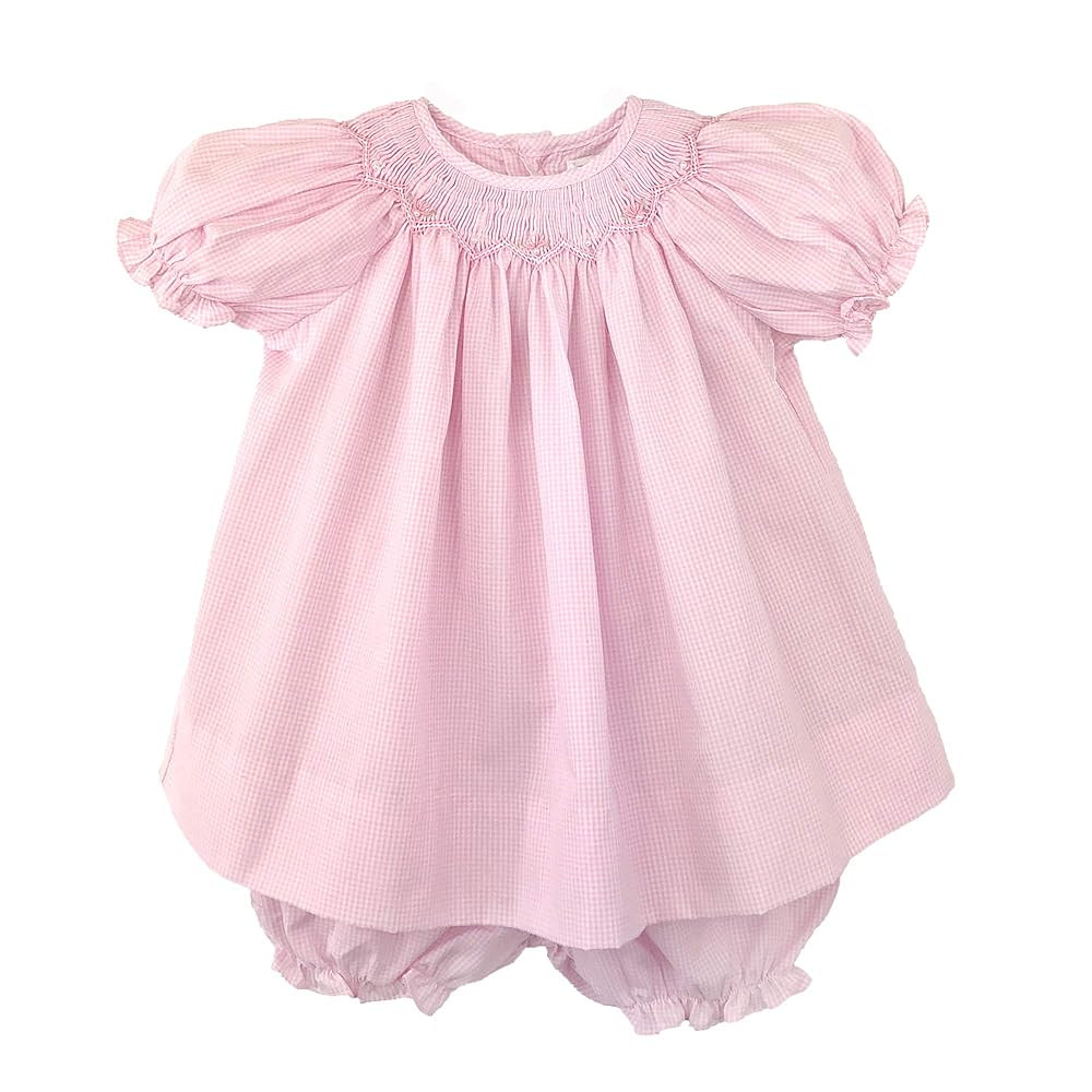 Baby Girls' Bishop Zig-Zag Smocked Dress, Newborn, Pink | Amazon (US)