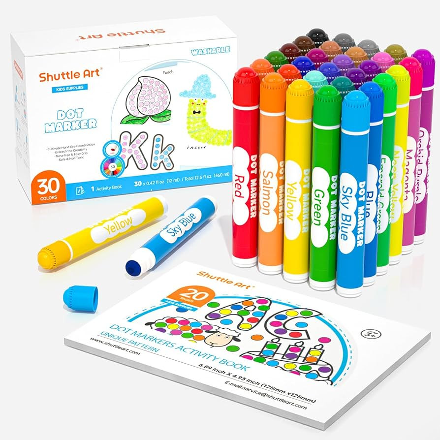 Shuttle Art Dot Markers, 30 Colors Washable for Toddlers with Free Activity Book, Bingo Daubers S... | Amazon (US)
