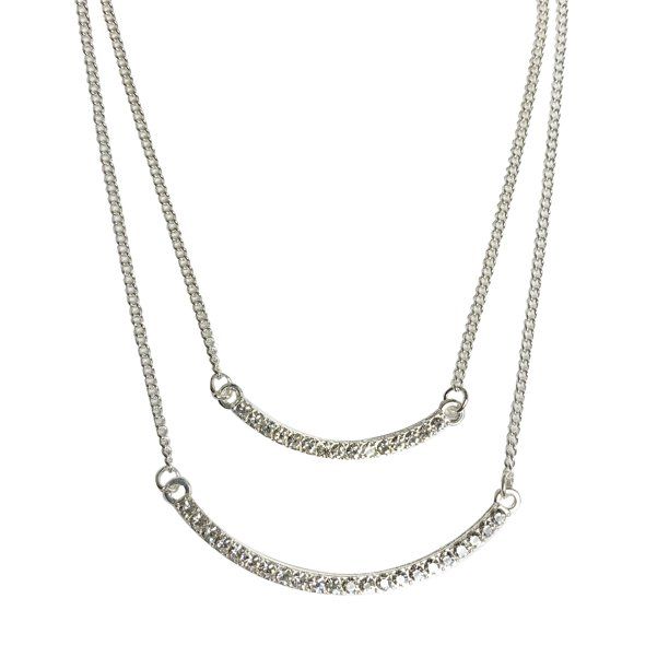 Time And Tru Silver Tone 2 Piece Bar Necklace Set | Walmart (US)