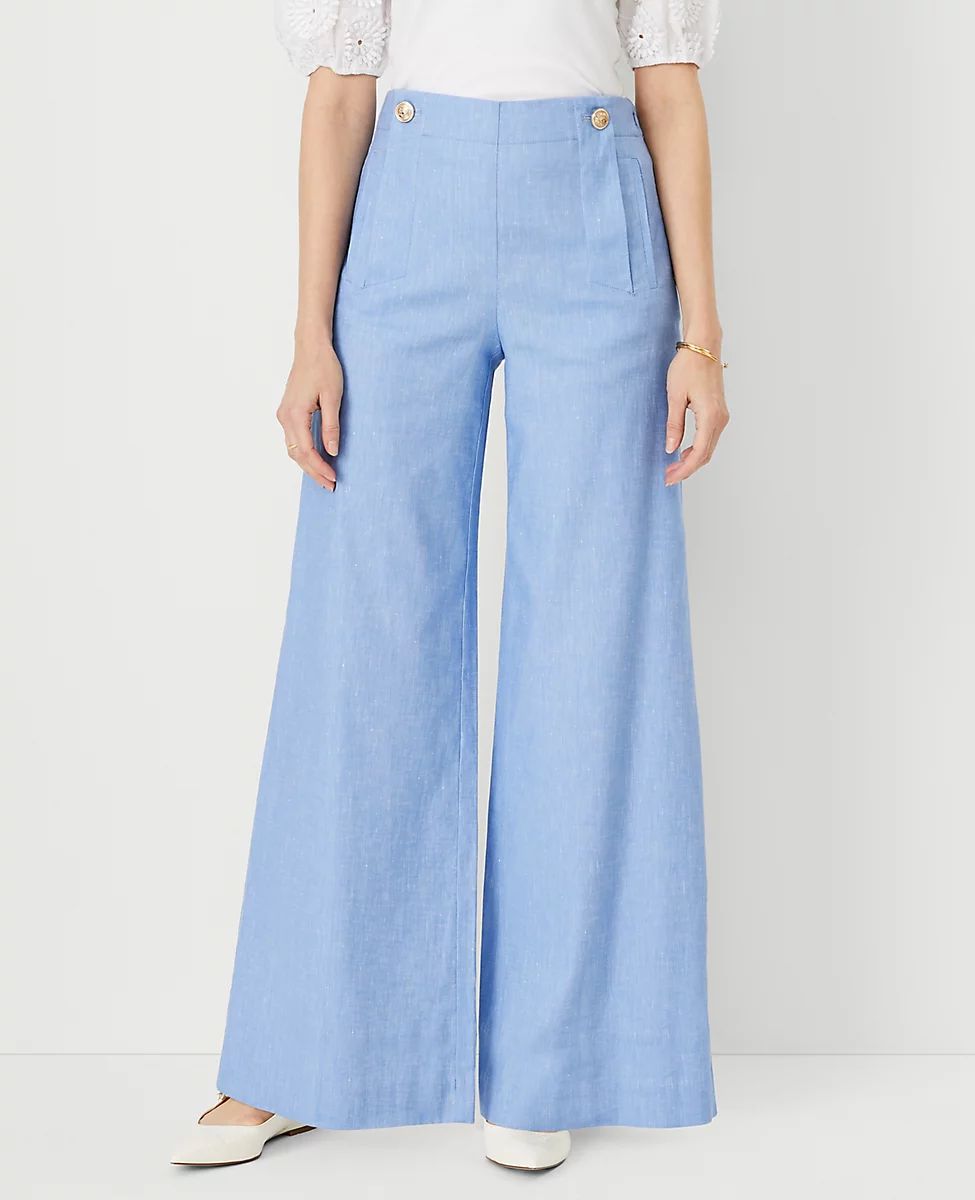 The Wide Leg Sailor Palazzo Pant in Chambray | Ann Taylor (US)