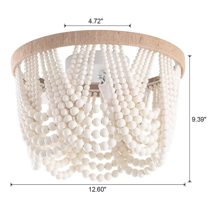 Nicole 3-Bulbs 12.6 inch Beads Farmhouse Flush Mount Flush Mount Light Fixture | Wayfair North America