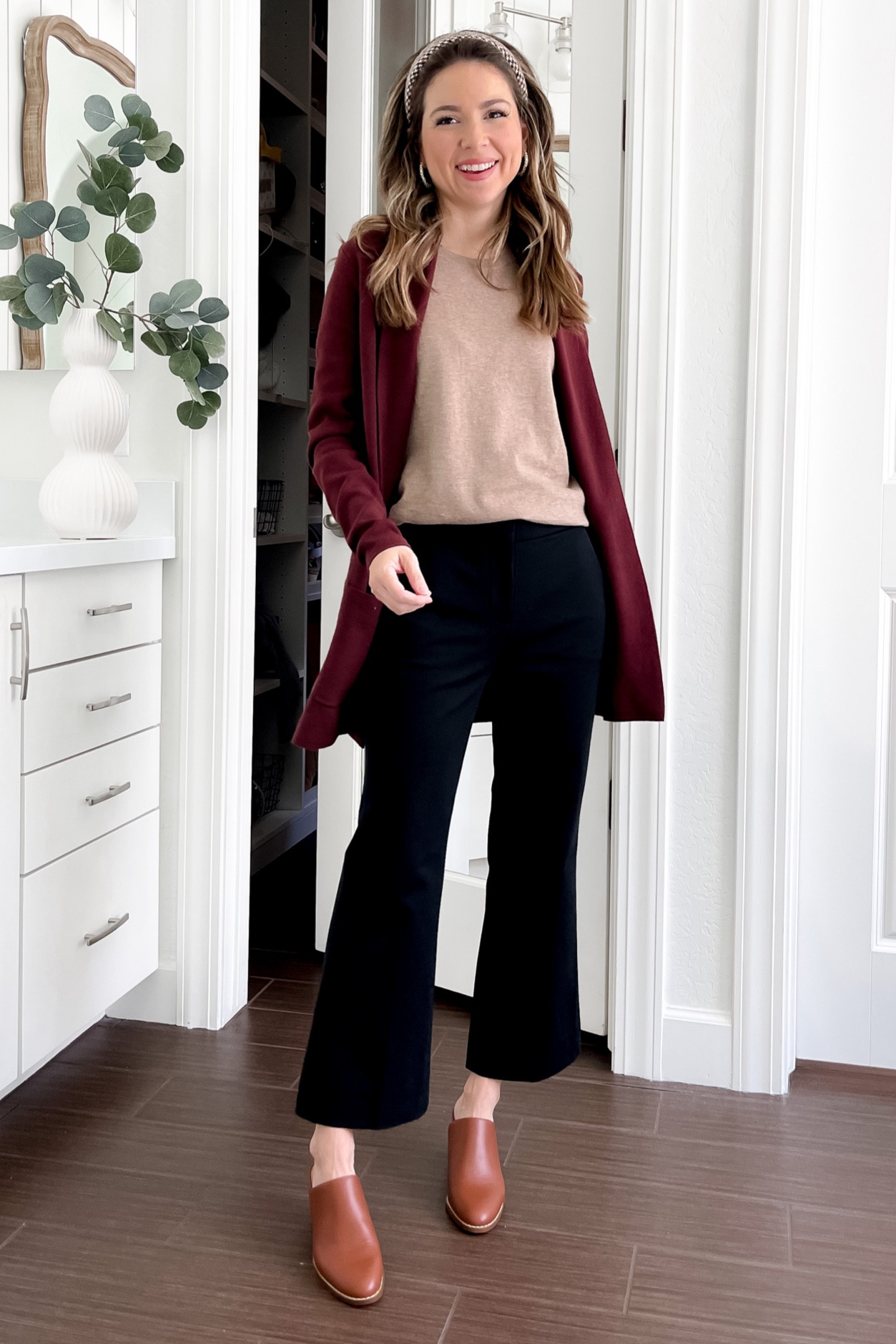 Top xs 
Cardigan xs 
Pansy 0petite 
Mules 5 

#LTKstyletip #LTKSeasonal #LTKSale