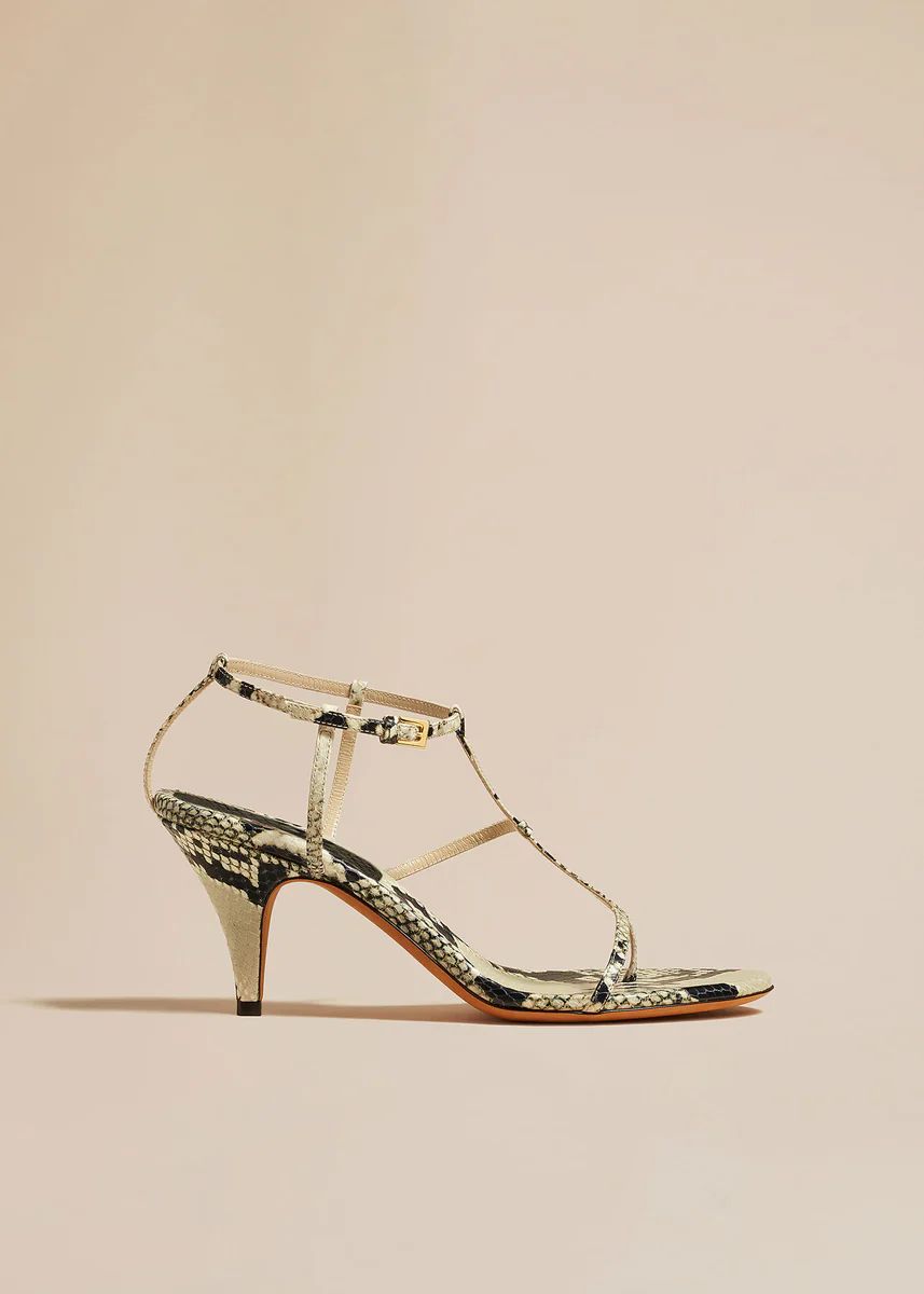 The Jones Heel Sandal in Natural Python-Embossed Leather | Khaite