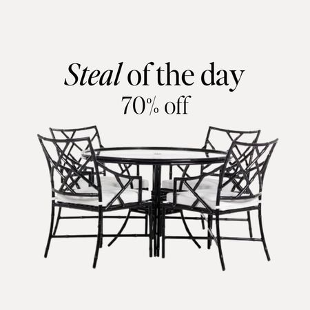Faux bamboo patio set at 70 % off!

Available in white and celadon too! 

#HomeDecorSavings #chinoiserie #outdoordining #blackandwhite #onekingslane #outdoorfinds
#LifestyleStealsAndDeals
#HomeDecorMustHaves
#outdoordecor
#HomeDecorFinds
#Luxeforless #patiodeal #memorialdaysale 

#LTKHome #LTKSaleAlert #LTKSwim
