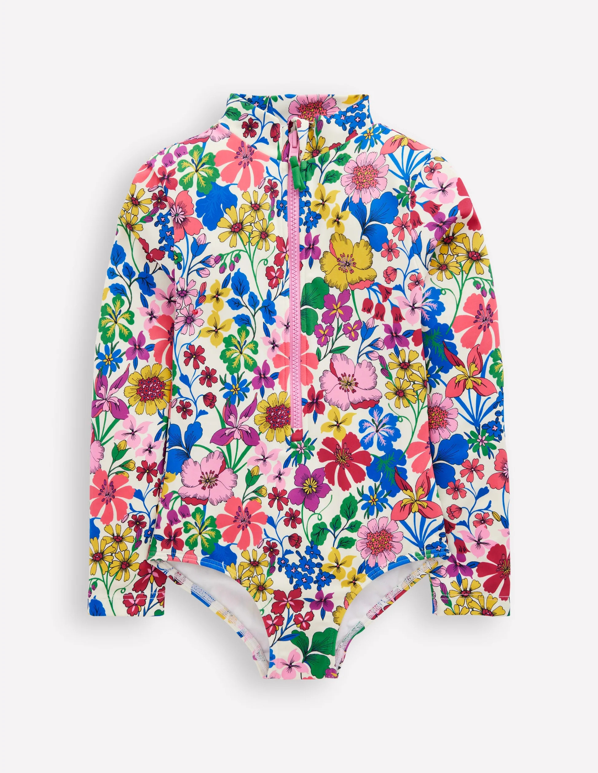 Long-Sleeved Swimsuit-Multi Rainbow Floral | Boden (US)