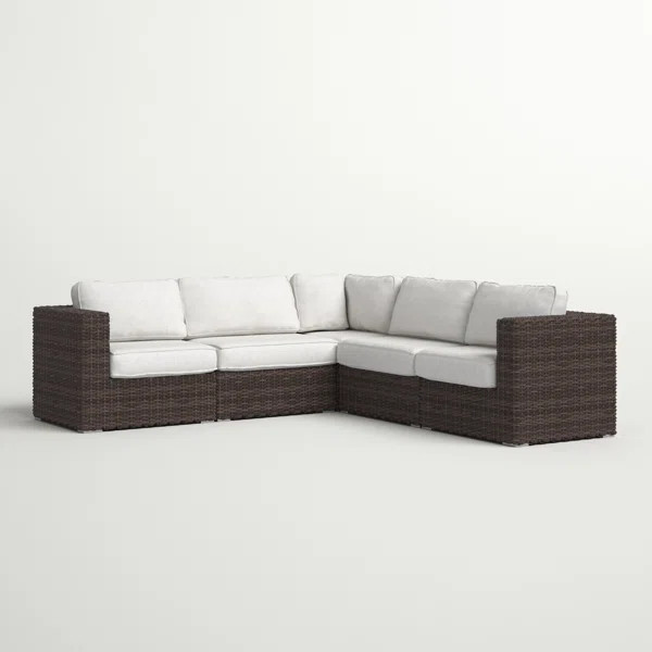 Eldora 94'' Wide Outdoor Wicker Patio Sectional with Cushions | Wayfair North America