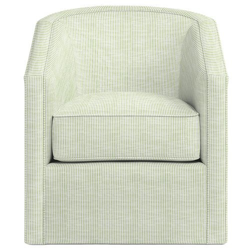Southold Outdoor Upholstered Swivel Chair, Inside Out Ticking Stripe | One Kings Lane