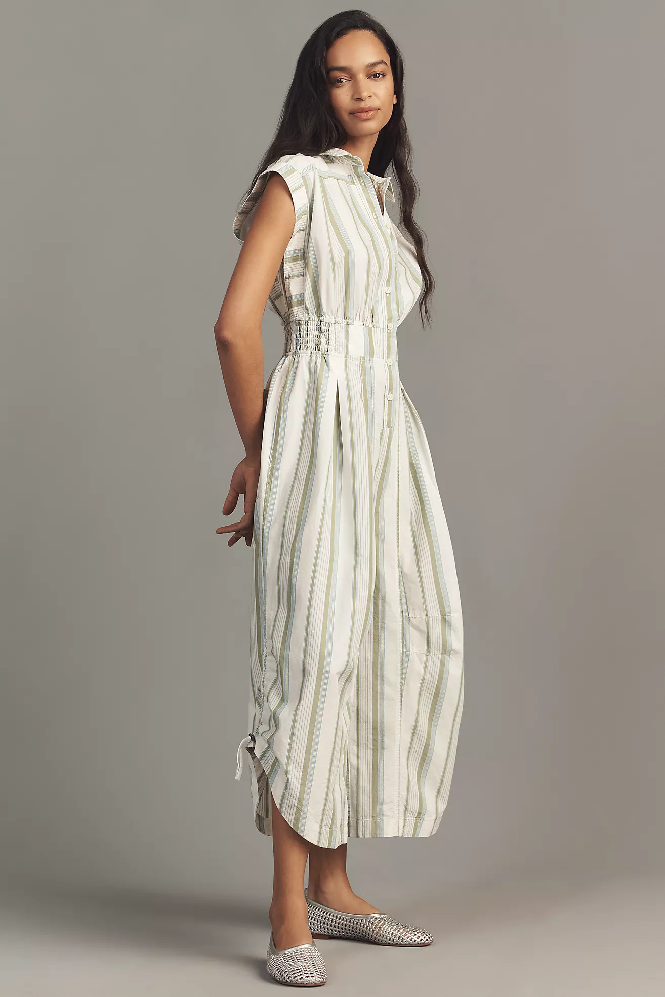 By Anthropologie Striped Shirting Parachute Jumpsuit | Anthropologie (US)