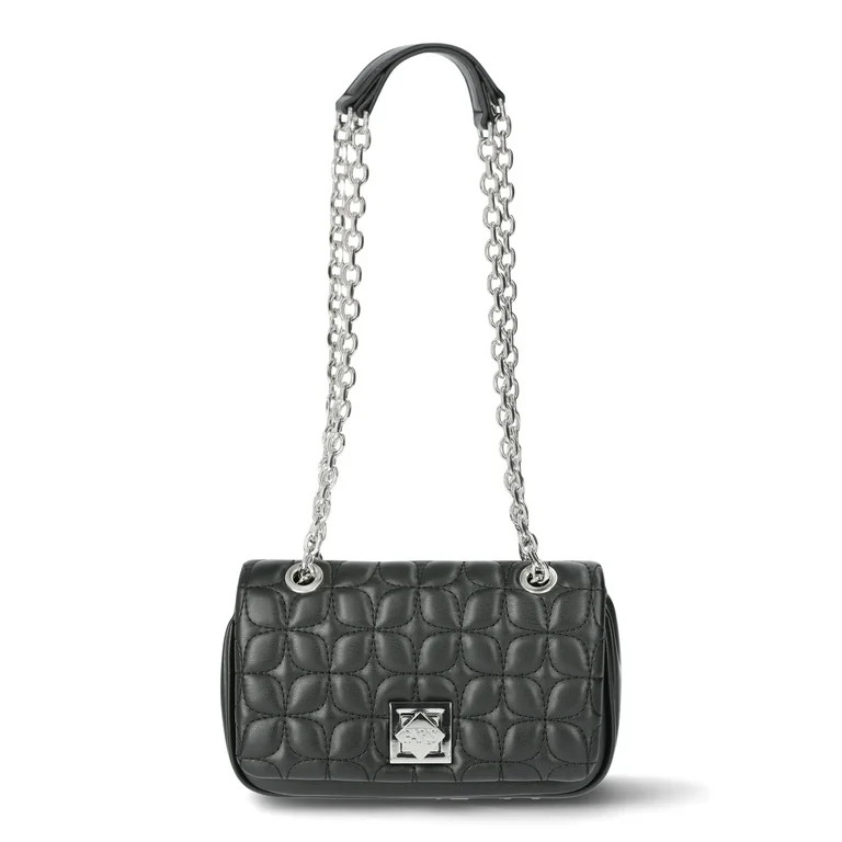 Paris Hilton Women's Madison Quilted Chain Shoulder Bag, Black | Walmart (US)