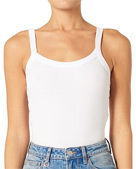 David Jones Neuw Denim Frenchie Rib Singlet in White, Size Large | David Jones (Australia & New Zealand)
