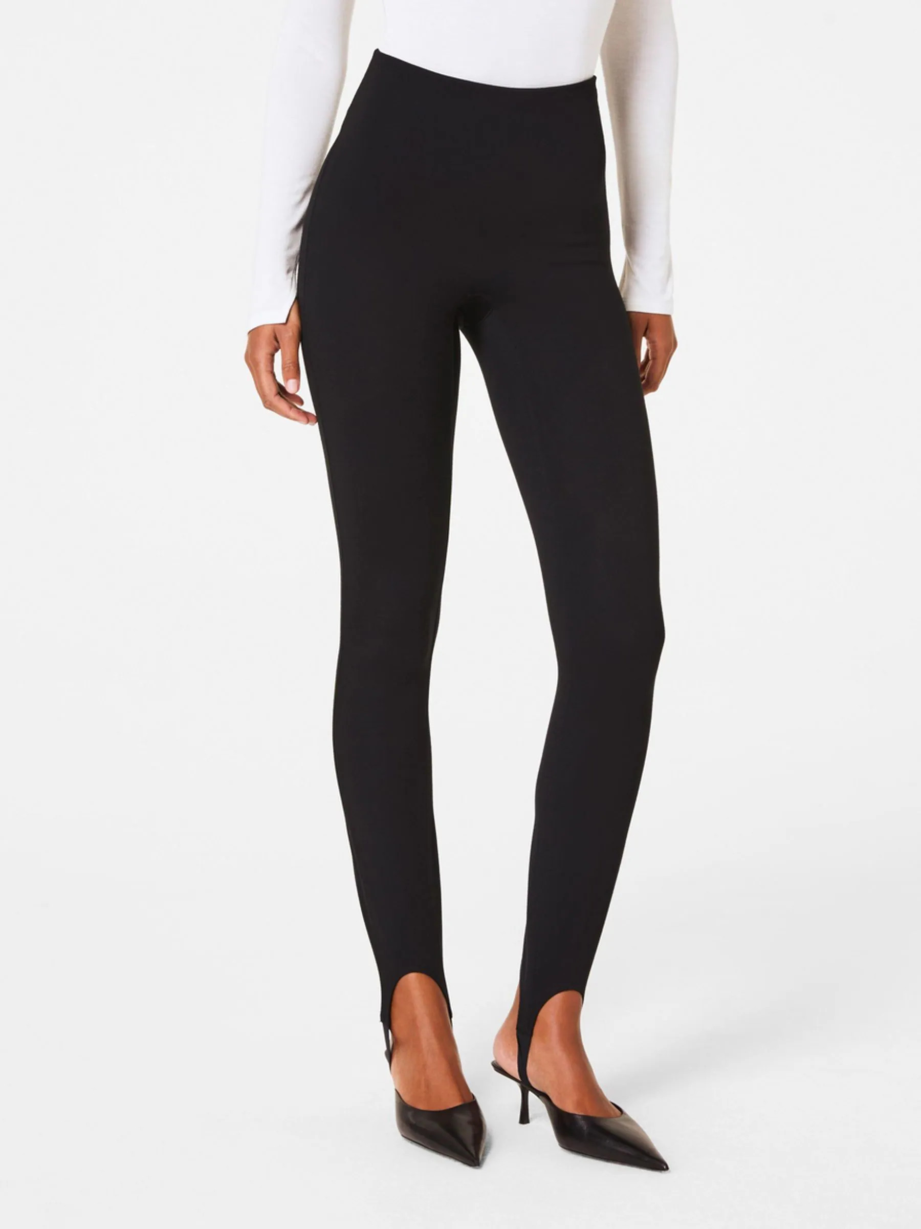 Spanx SPANX Black Supersmooth Perfect Fit Ponte Stirrup Leggings | Next US