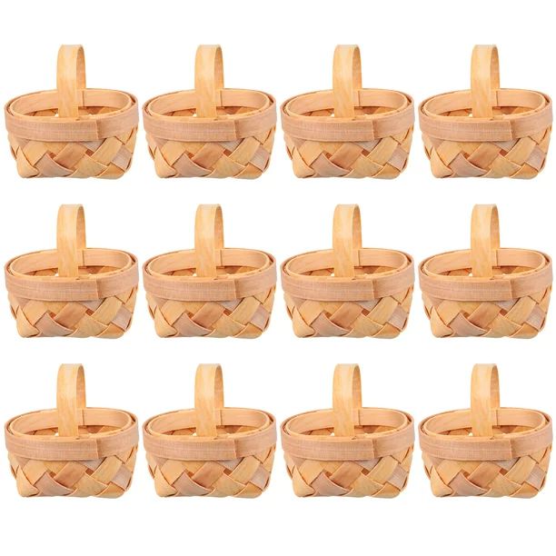 TINKSKY 12pcs Manual Woven Mini Baskets Wood Chip Baskets Decorations Mini Baskets - Walmart.com | Walmart (US)