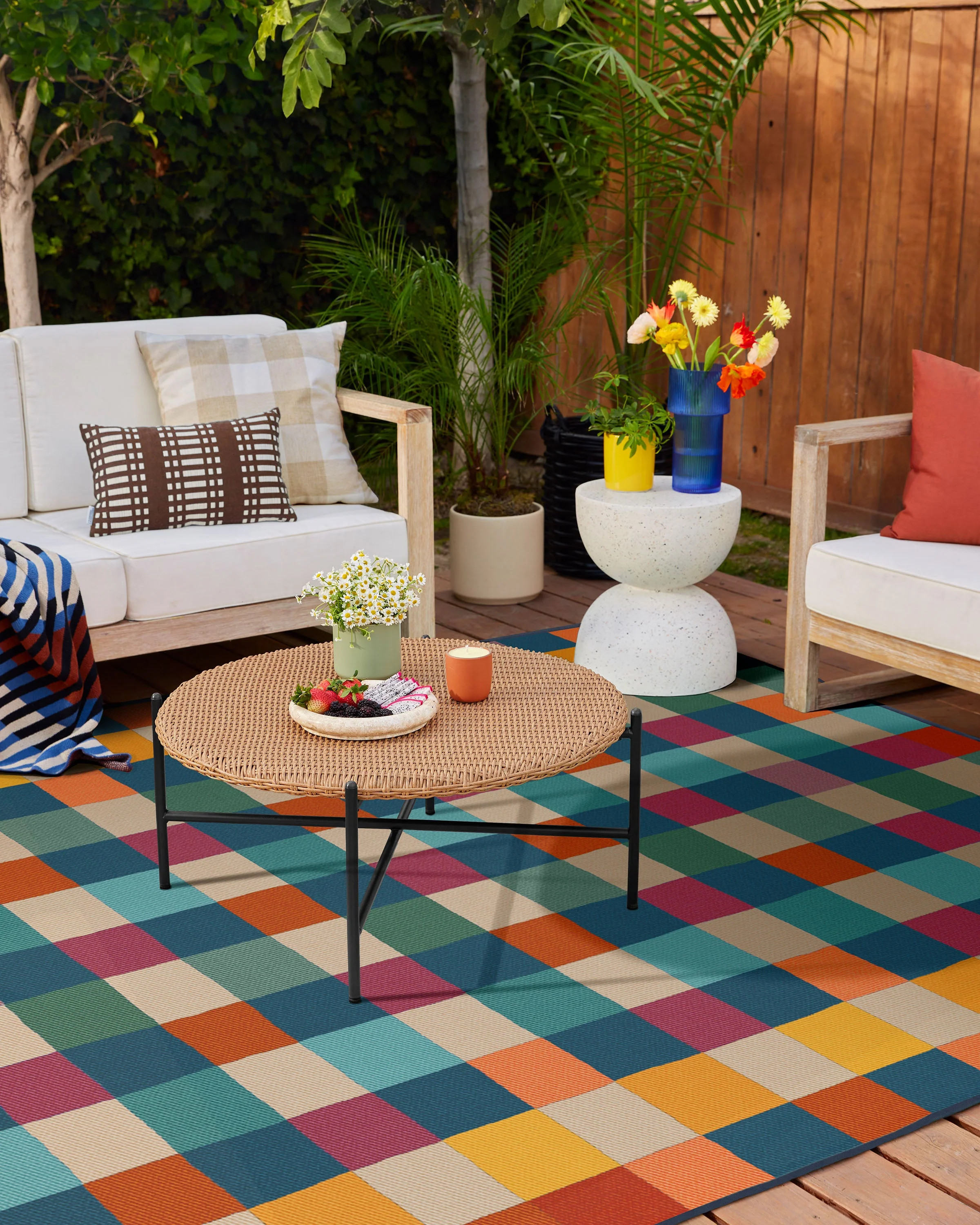 Outdoor Picnic Plaid Rug in PANTONE™ True Blue | Ruggable | Ruggable