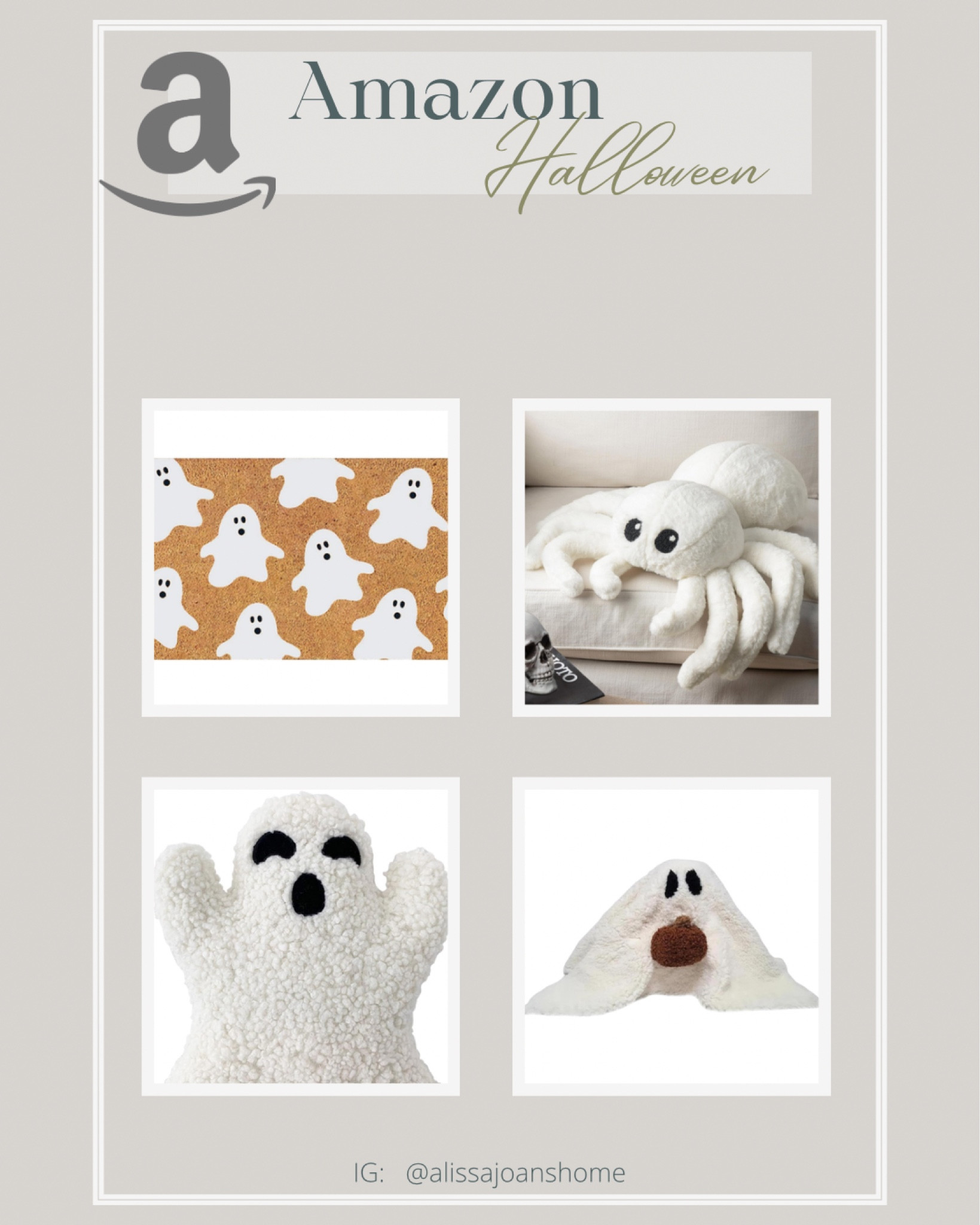 Amazon Halloween Home Decor! 

Ghost welcome mat for front door, stuffed spider and ghost throw pillows and stuffed ghost decor  

#LTKParties #LTKSeasonal #LTKHome
