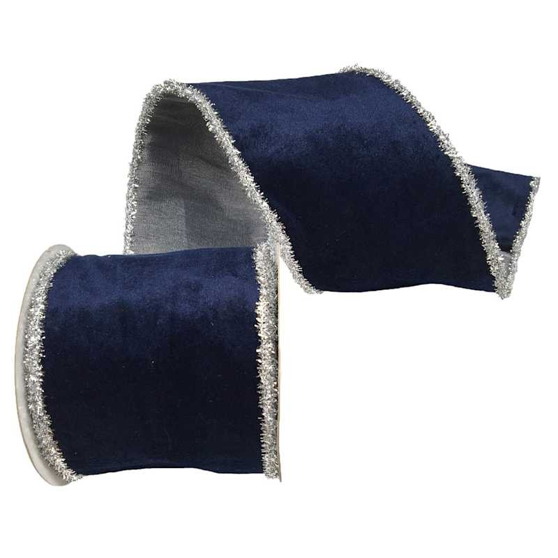 4" Velvet with Tinsel Edge Ribbon, 5yd | At Home