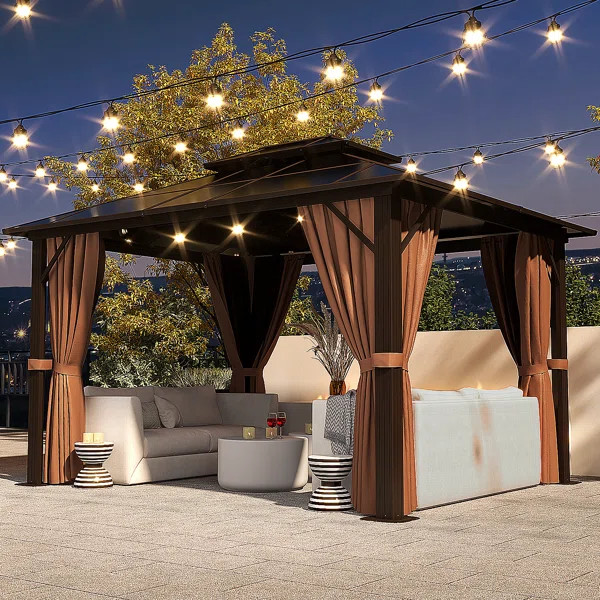 12 Ft. W x 10 Ft. D Aluminum Patio Hardtop Gazebo | Wayfair North America