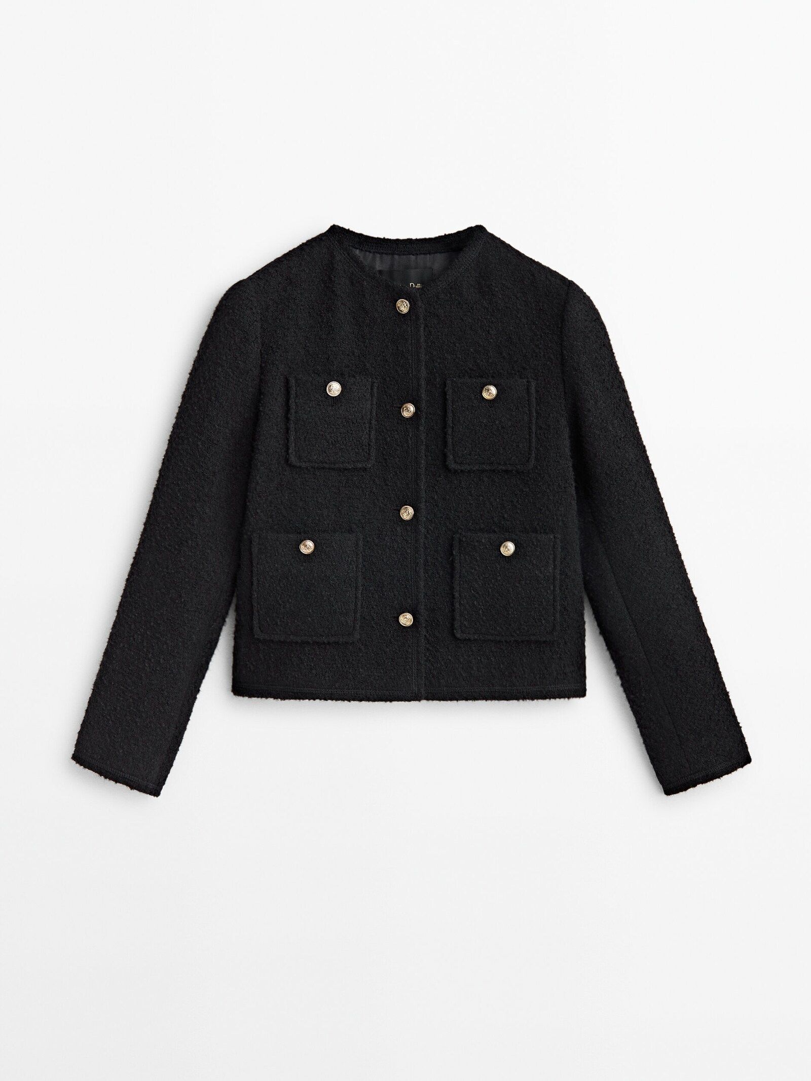 Textured cropped jacket with four pockets | Massimo Dutti (US)
