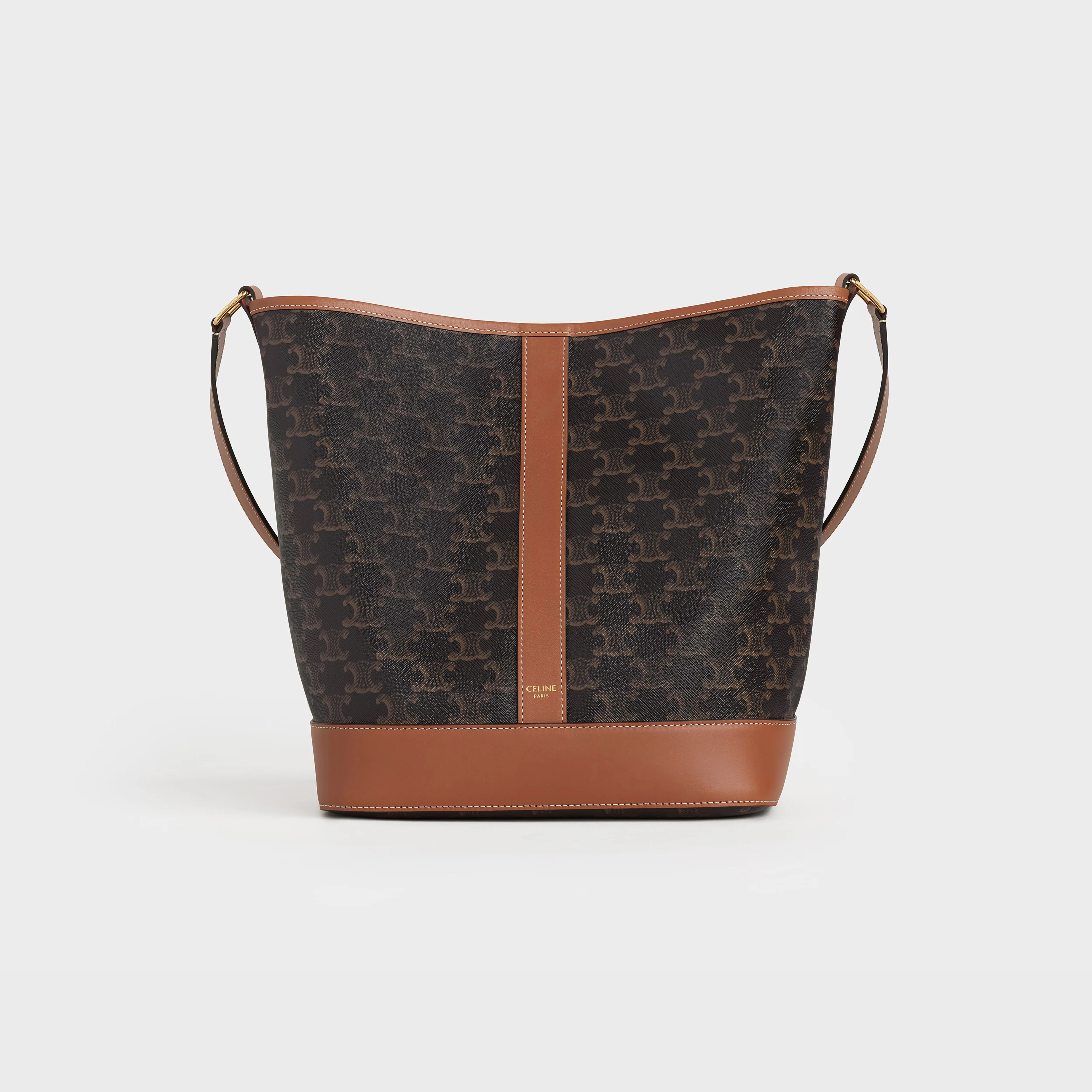 Celine Monogram Canvas & Leather Bucket Bag — Brown | Italist Inc.