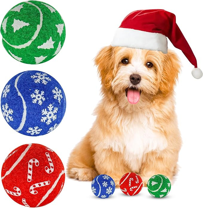 3PCS Christmas Tennis Balls for Dogs Aggressive Chewers for Dog | Christmas Tree Decoration Balls... | Amazon (US)