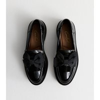 Women's Black Patent Bow Loafers New Look | New Look (UK)