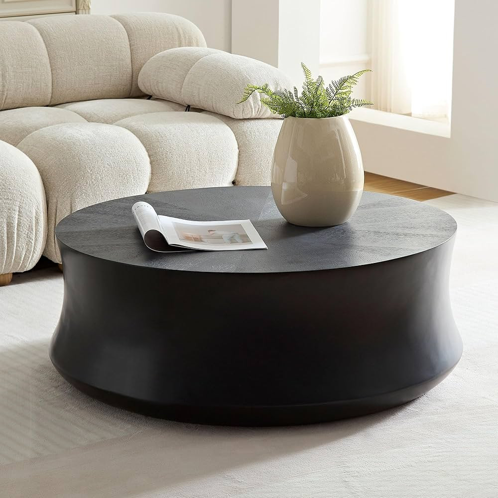 JUSTONE 35.43''Fiberglass Round Center Coffee Table for Living Room, Modern Minimalist Side Table... | Amazon (US)
