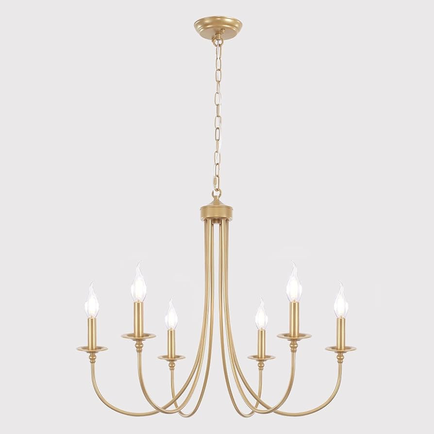 ALISADABOY Gold Farmhouse Chandelier Modern Candlestick Dining Chandelier Light Fixture Industria... | Amazon (US)