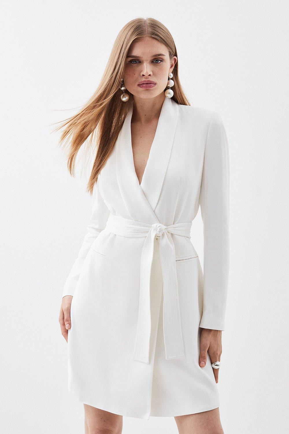 Petite Tailored Tuxedo Wrap Mini Dress | Karen Millen US