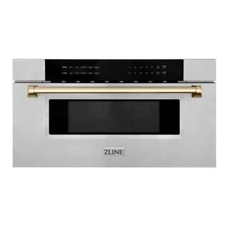 30 in. W 1.2 cu. ft. 1000-Watt Built-In Microwave Drawer in Stainless Steel and Gold Accents | The Home Depot