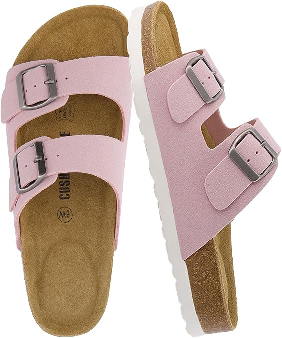 CUSHIONAIRE Lane Cork Footbed Sandals for Women – Comfortable Double Buckle Slip-On with Genuin... | Amazon (US)