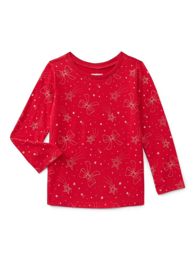 Garanimals Toddler Girls Holiday Tee with Long Sleeves, Sizes 18M-5T | Walmart (US)
