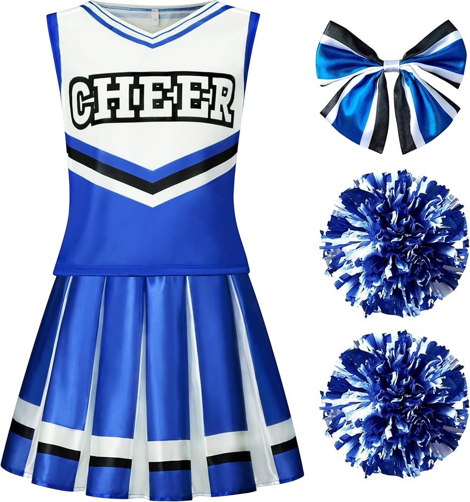 Cheerleader Costume for Girls, Cute Cheerleading Outfit, Cheer Uniform for Halloween Dress Up | Amazon (US)